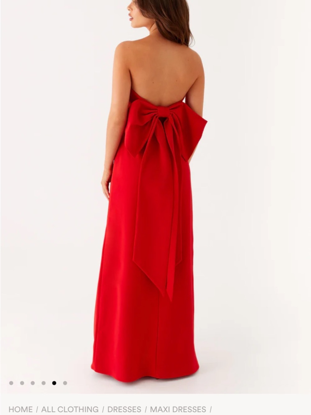 Peppermayo Meredith Maxi Dress: Red Maxi Dress with Bow Back